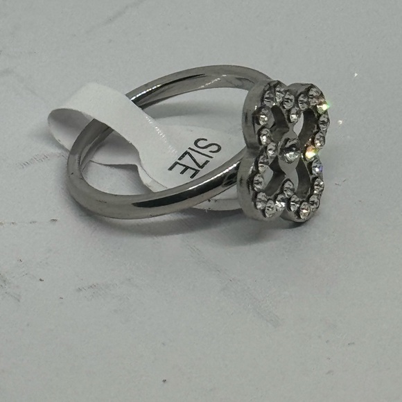 Silver Tone Crystal Rhinestone Clove Stainless Steel Fashion Ring SZ 9 - Picture 4 of 7
